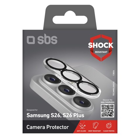 SBS TECAMGLSAS26 protezione per lo schermo e il retro dei telefoni cellulari Protezione per obiettivo della fotocamera Samsung 1 pz