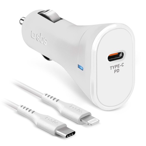 SBS TECRKITPD20LIGW Caricabatterie per dispositivi mobili Smartphone, Tablet Bianco Accendisigari Ricarica rapida Interno