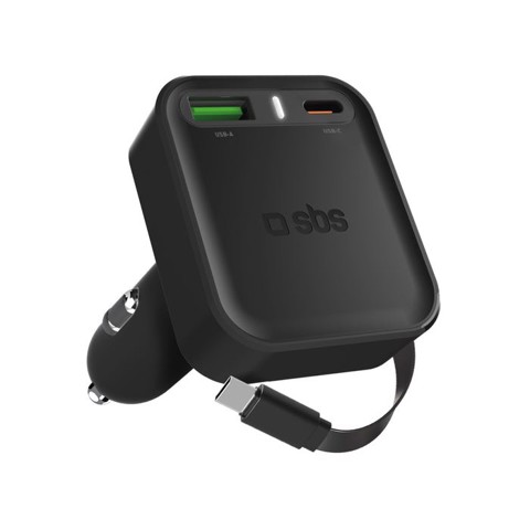 SBS TECRRETPD65W Caricabatterie per dispositivi mobili Smartphone Nero Accendisigari Ricarica rapida Auto