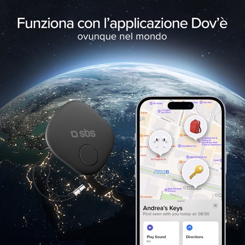 SBS TEFINDBT localizzatore e cercatore GPS Universale Nero