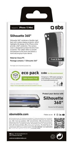 SBS TEGL360IP1354K custodia per cellulare 13,7 cm (5.4") Cover Nero, Trasparente