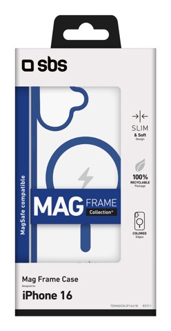 SBS TEMAGCOLIP1661B Cover Blu, Trasparente iphone 16 magsafe