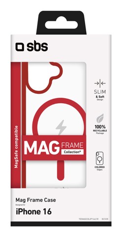 SBS TEMAGCOLIP1661R Cover Rosso, Trasparente iphone 16 magsafe