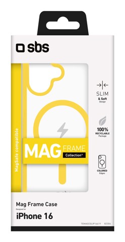SBS TEMAGCOLIP1661Y Cover Trasparente, Giallo iphone 16 magsafe