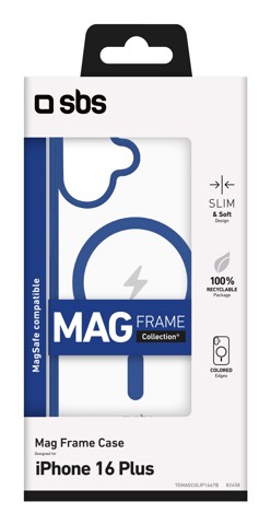 SBS TEMAGCOLIP1667B Cover Blu, Trasparente iphone 16 plus magsafe