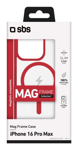 SBS TEMAGCOLIP1667PR Cover Rosso, Trasparente iphone 16 pro magsafe