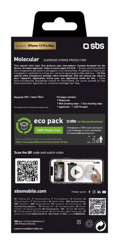 SBS TEMOLEGLASIP1367 Pellicola proteggischermo trasparente iphone 13 pro 1 pz