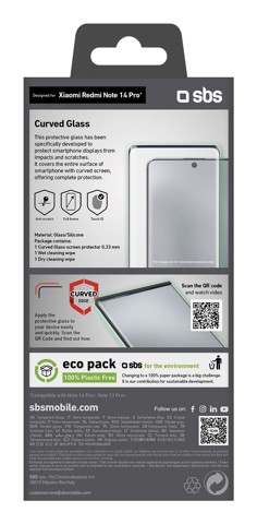 SBS TESCR4DXIRNO14P protezione per lo schermo e il retro dei telefoni cellulari Pellicola proteggischermo trasparente Xiaomi 1 pz