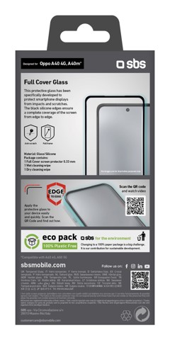 SBS TESCRFCOPA40 protezione per lo schermo e il retro dei telefoni cellulari Pellicola proteggischermo trasparente OPPO 1 pz