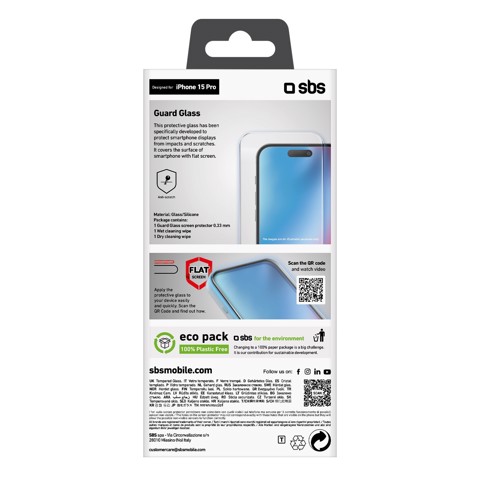 SBS TESCRGLIP1561P protezione per lo schermo e il retro dei telefoni cellulari Pellicola proteggischermo trasparente Apple 1 pz