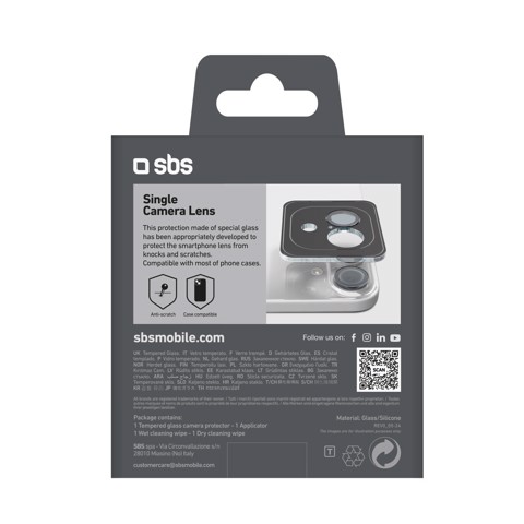 SBS TESINCAMGLIP16K protezione per lo schermo e il retro dei telefoni cellulari Protezione per obiettivo della fotocamera Apple 1 pz