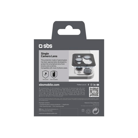 SBS TESINCAMGLIP16PK protezione per lo schermo e il retro dei telefoni cellulari Protezione per obiettivo della fotocamera Apple 1 pz