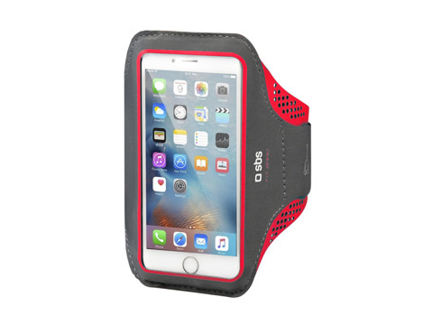 SBS TESPORTFITBANDR custodia per cellulare 12,7 cm (5") Fascia da braccio Grigio, Rosso