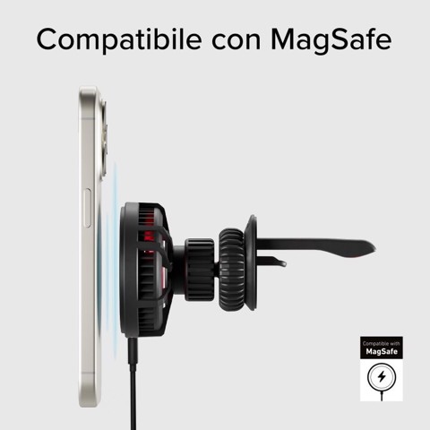 SBS TESUPFANWIR15W Caricabatterie per dispositivi mobili Smartphone Nero USB Carica wireless Auto