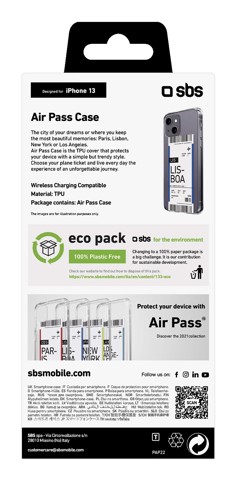 SBS TETICKETIP13LIS custodia per cellulare 15,5 cm (6.1") Cover Nero, Blu, Trasparente, Bianco