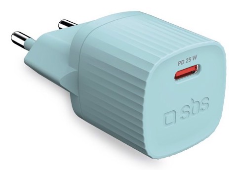 SBS TETR1CPD25LBGRS Caricabatterie per dispositivi mobili Universale Ciano AC Ricarica rapida Interno