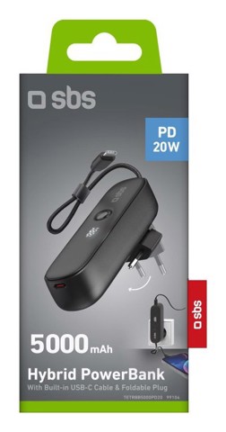 SBS TETRBB5000PD20 batteria portatile Ioni di Litio 5000 mAh Nero