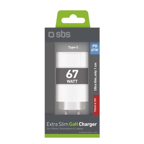 SBS TETRGAN2C70SLIM Caricabatterie per dispositivi mobili Telefono cellulare, Computer portatile, Tablet Bianco USB Ricarica rapida Esterno