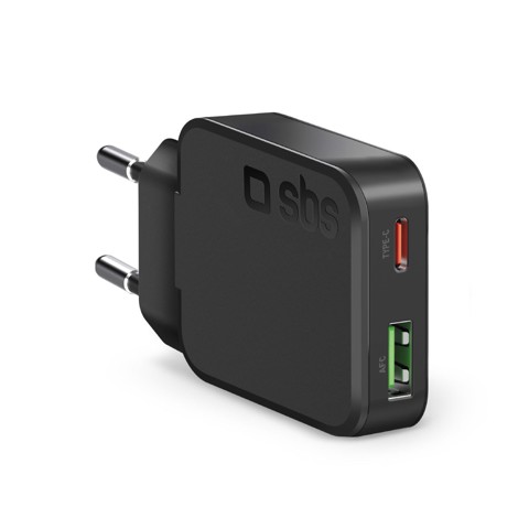 SBS TETRGANUSBTC45SLIM Caricabatterie per dispositivi mobili Universale Nero AC Ricarica rapida Interno