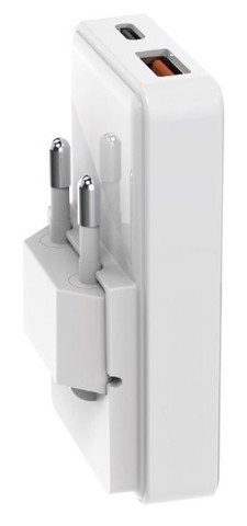 SBS TETRGANUSBTCFOLD65W Caricabatterie per dispositivi mobili Universale Bianco AC Ricarica rapida Interno, Esterno