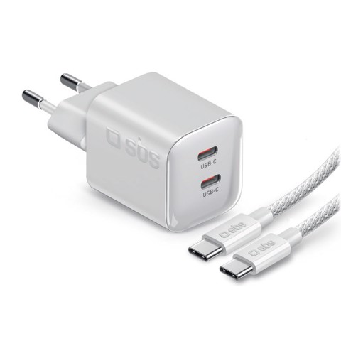 SBS TETRKITGAN2C100MINI Caricabatterie per dispositivi mobili Smartphone, Tablet, Computer portatile Bianco AC Ricarica rapida Interno