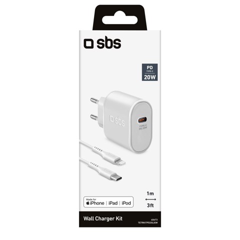 SBS TETRKITPD20LIGW Caricabatterie per dispositivi mobili Smartphone Bianco AC Ricarica rapida Interno
