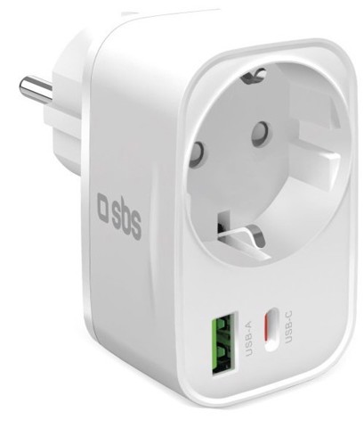 SBS TETRPLUG1USB1CPD20 Caricabatterie per dispositivi mobili Universale Bianco AC Ricarica rapida Interno