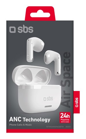 SBS TETWSAIRSPACEBTW cuffia e auricolare True Wireless Stereo (TWS) In-ear Musica e Chiamate Bianco