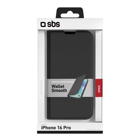 SBS TEWALIP1661PK Custodia a borsellino Nero iphone 16pro