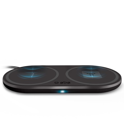 SBS TEWIRE20WDOUB Caricabatterie per dispositivi mobili Auricolare, Smartphone Nero USB Carica wireless Ricarica rapida Interno