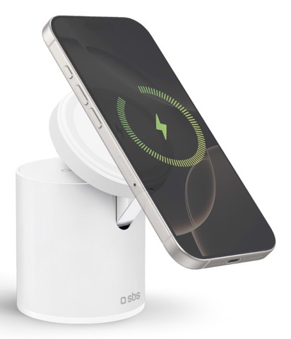 SBS TEWIRMAGFOLD2IN1 Caricabatterie per dispositivi mobili Auricolare, Smartphone Bianco USB Carica wireless Ricarica rapida Interno