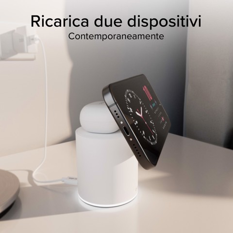 SBS TEWIRMAGFOLD2IN1 Caricabatterie per dispositivi mobili Auricolare, Smartphone Bianco USB Carica wireless Ricarica rapida Interno