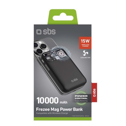 SBS TTBB10000FANMAG batteria portatile 10000 mAh Carica wireless Nero