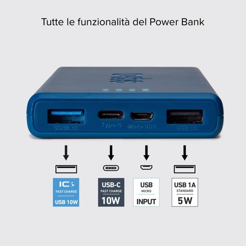 SBS TTBB10000FASTA batteria portatile Polimeri di litio (LiPo) 10000 mAh Ciano