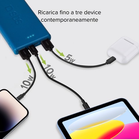 SBS TTBB10000FASTA batteria portatile Polimeri di litio (LiPo) 10000 mAh Ciano