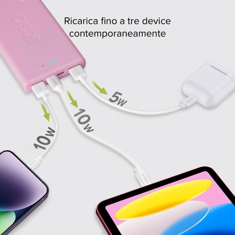 SBS TTBB10000FASTP batteria portatile Polimeri di litio (LiPo) 10000 mAh Rosa