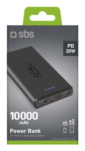 SBS TTBB10000FASTPD2 batteria portatile 10000 mAh Nero