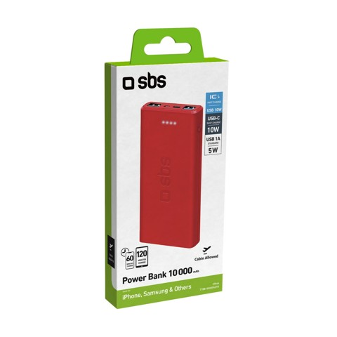 SBS TTBB10000FASTR batteria portatile Polimeri di litio (LiPo) 10000 mAh Rosso