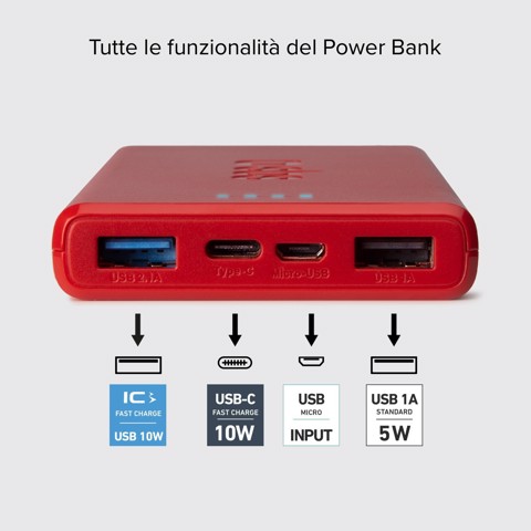 SBS TTBB10000FASTR batteria portatile Polimeri di litio (LiPo) 10000 mAh Rosso