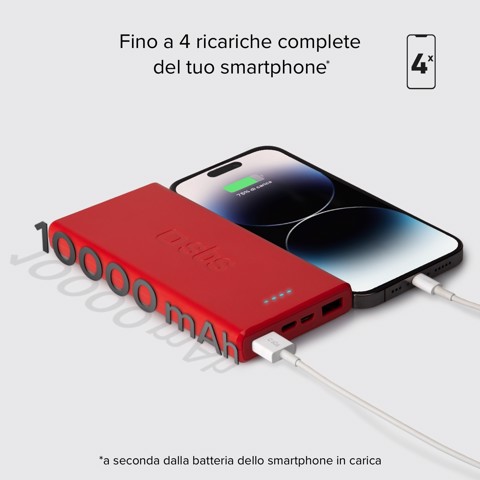 SBS TTBB10000FASTR batteria portatile Polimeri di litio (LiPo) 10000 mAh Rosso