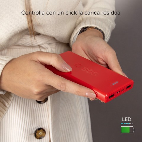 SBS TTBB10000FASTR batteria portatile Polimeri di litio (LiPo) 10000 mAh Rosso