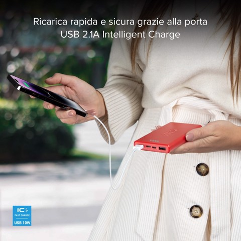 SBS TTBB10000FASTR batteria portatile Polimeri di litio (LiPo) 10000 mAh Rosso