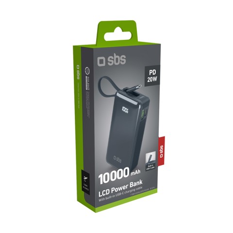 SBS TTBB10000LCDTCPD20B batteria portatile 10000 mAh Blu