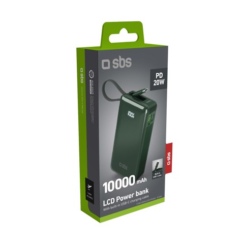 SBS TTBB10000LCDTCPD20G batteria portatile 10000 mAh Verde