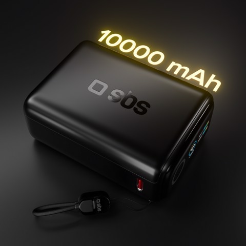 SBS TTBB10000TFTPD40 batteria portatile Polimeri di litio (LiPo) 10000 mAh Nero