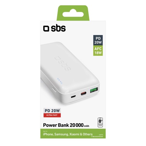 SBS TTBB20000PD20W batteria portatile 20000 mAh Bianco