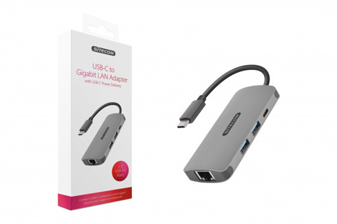 Sitecom CN-378 cable gender changer USB-C RJ45, USB-C, 2x USB 3.0 Grigio