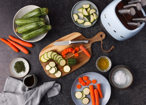 Smeg Ceppo con coltelli 50's Style - Azzurro LUCIDO - KBSF02PB