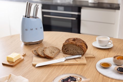 Smeg Ceppo con coltelli 50's Style - Azzurro LUCIDO - KBSF02PB