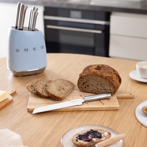 Smeg Ceppo con coltelli 50's Style - Azzurro LUCIDO - KBSF02PB
